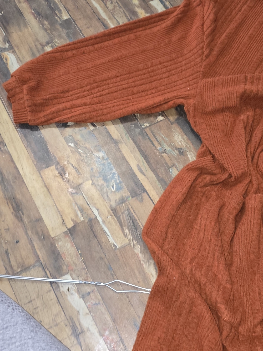 SHEIN Rust Orange Ribbed Open-Front Cardigan - Picture 3 of 3